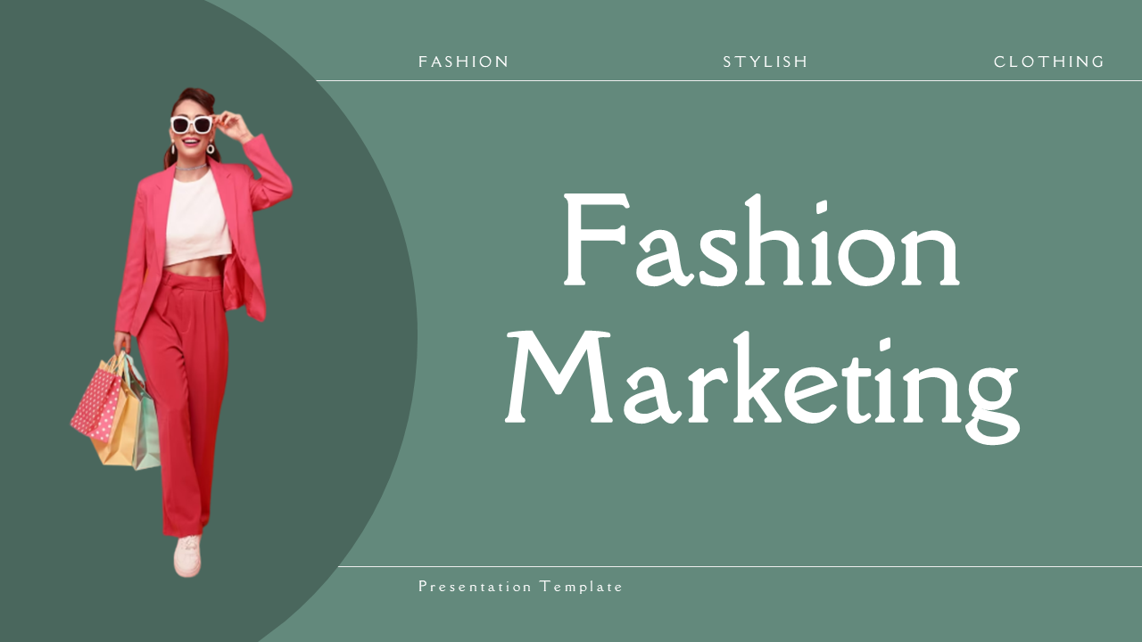 Slide deck of fashion marketing with multiple subtopics such as consumer behavior, branding, digital marketing, and more.