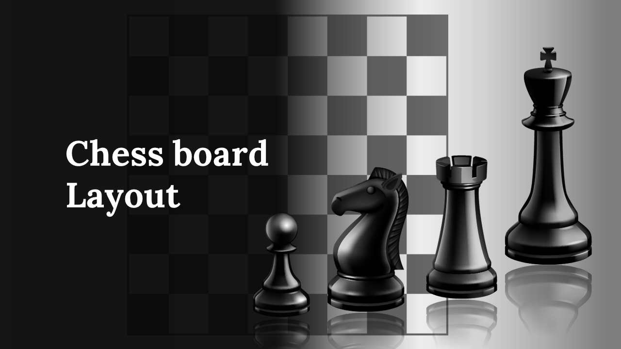 Slide deck highlighting chess board layouts, black chess pieces, and multiple configurations for different strategies.