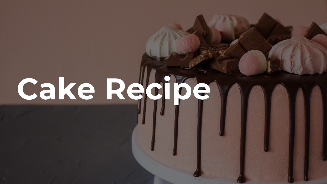 Comprehensive slide deck for a chocolate cake recipe, featuring steps from ingredients to presentation and serving tips.