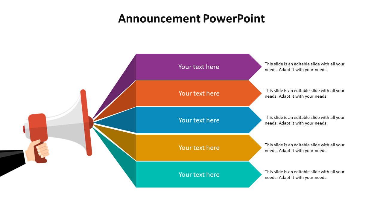 Announcement slides with icons and illustrations for effective communication strategies with different layout designs.