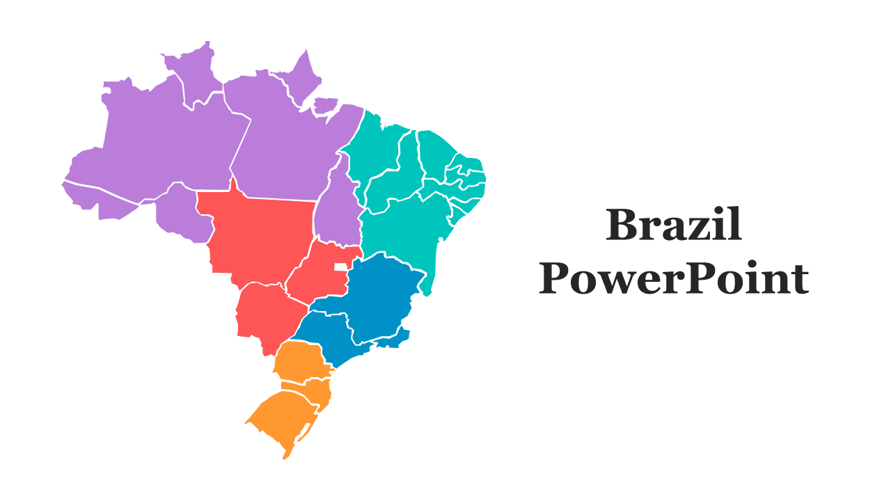 A pack of brazil slides showcasing colorful maps and charts, covering key statistics and regions of Brazil.