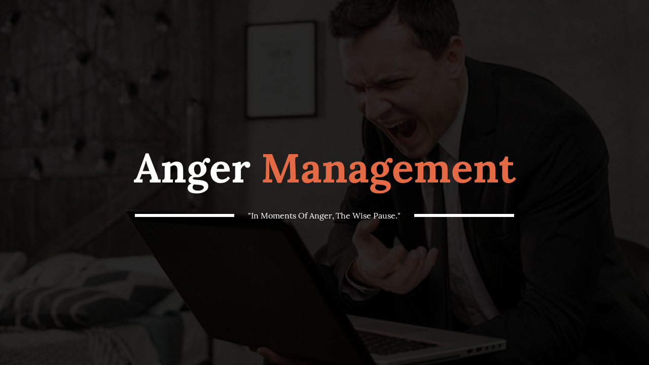 Presentation slides on anger management, covering causes, effects, and methods for controlling anger.