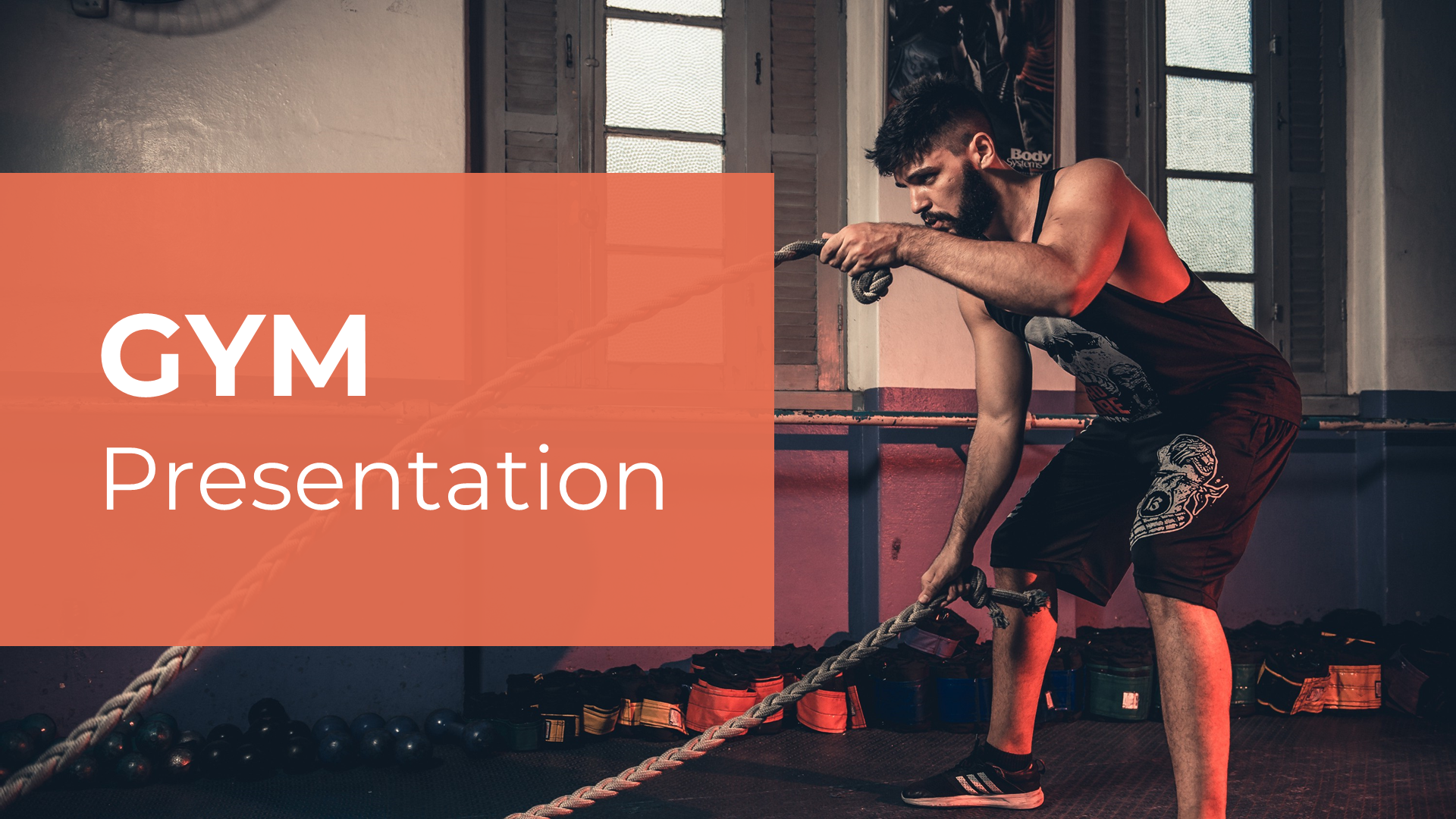 Gym PPT slides showcasing fitness programs, membership pricing, personal training, and client testimonials.