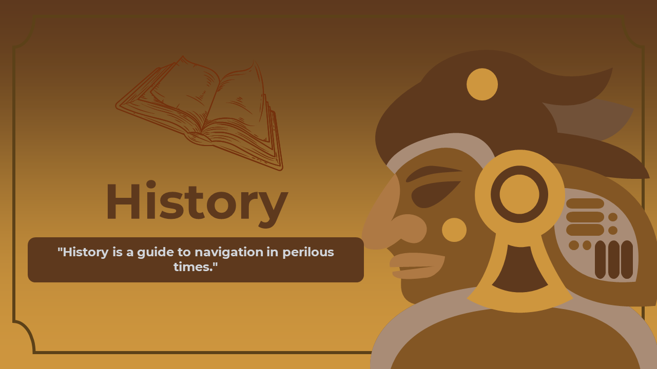 A pack of History themed slides covers various related topics and illustrations on a golden brown backdrop.