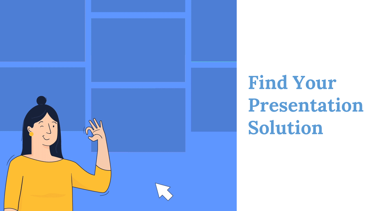 Slide deck with illustrations of people, and text sections providing steps to create effective presentations in blue accents.