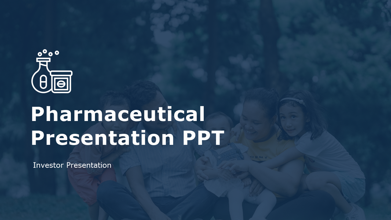 Pharmaceutical presentation for investors, featuring slides on market potential, product portfolio, and growth opportunities.