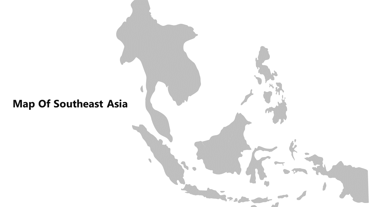 Map of Southeast Asia featuring infographics slides with color coded regions, percentage data, and statistical charts.