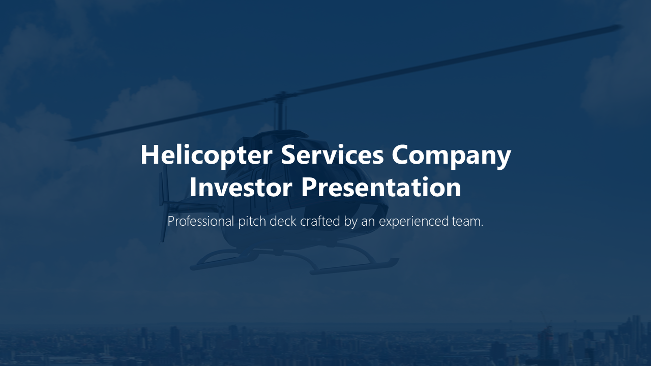 Comprehensive pitch deck for a helicopter services company, with slides on financials, market position, and projections.