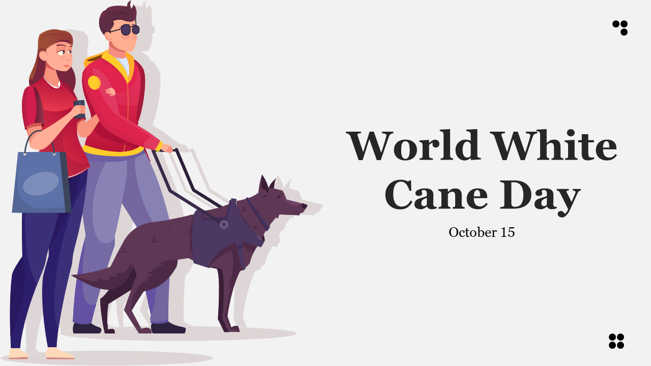 World white cane day slides featuring sections on blindness, celebration, and the significance of white canes.