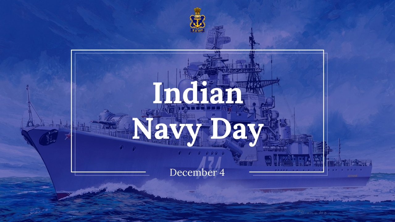 Comprehensive Indian Navy day slides cover history, commands, weapon systems, and significant facts.