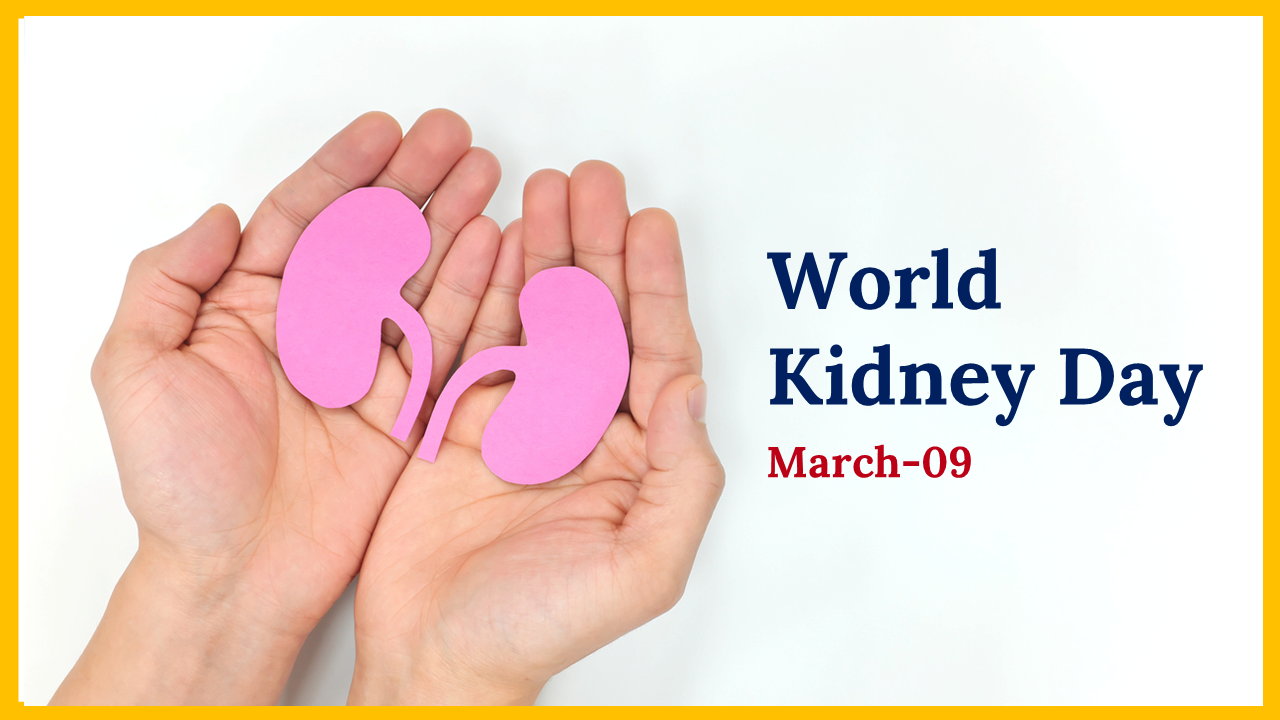 Visual of kidneys slide deck, with a text block detailing the significance of world kidney day and its annual observation.