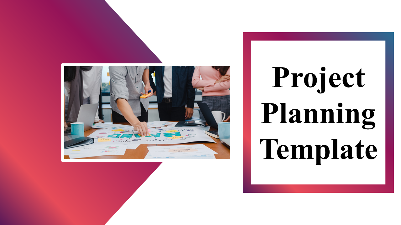 Project Planning template displaying multiple slides with charts, timelines, and process steps for structured planning.