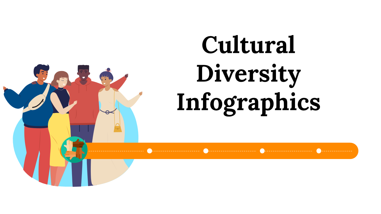 Cultural diversity slide deck with diverse illustrations and multi colored charts, displaying tradition and culture.