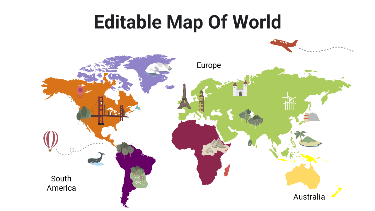 Editable Map of World Presentation and Google Slides Themes