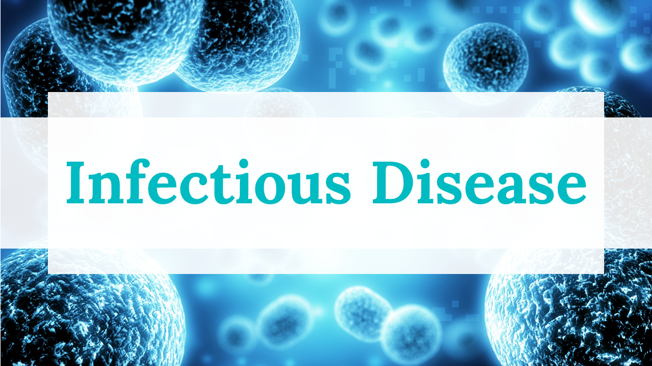 A pack of infectious diseases slides featuring microorganisms and covering various related topics with text descriptions.