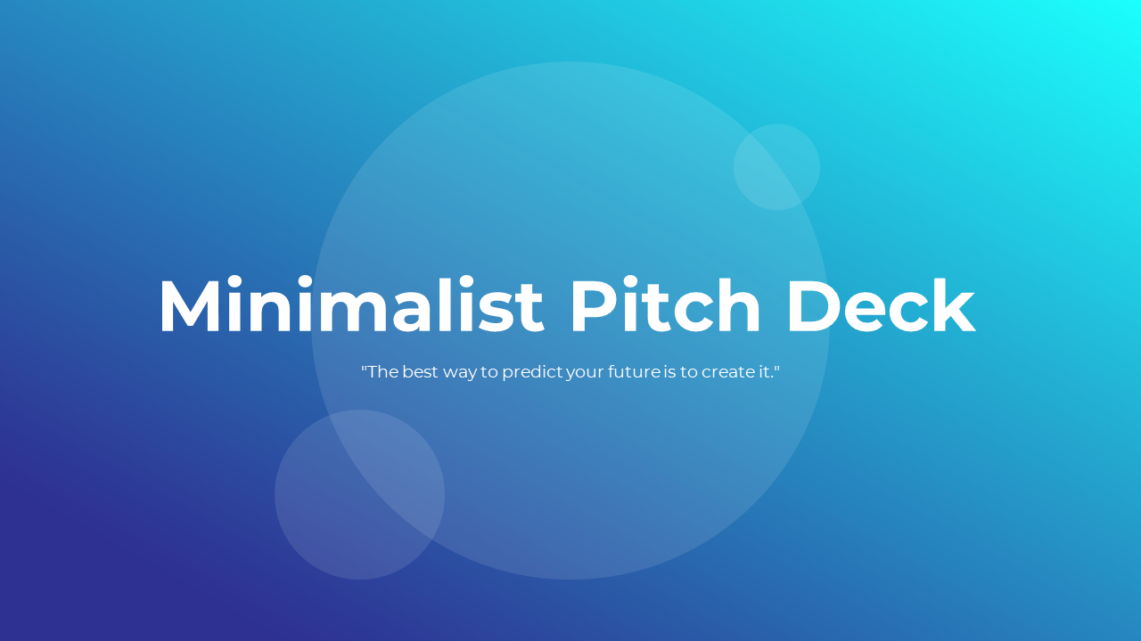 Minimalist pitch deck template with gradient backgrounds, business-themed content, and modern slide layouts.