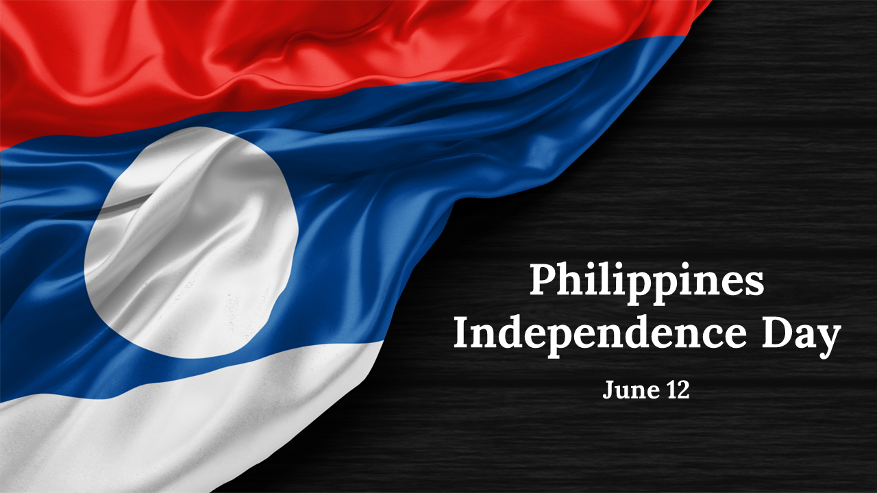 Slide deck with the flag and sections on history and celebration activities about Philippines highlighted in red and blue.