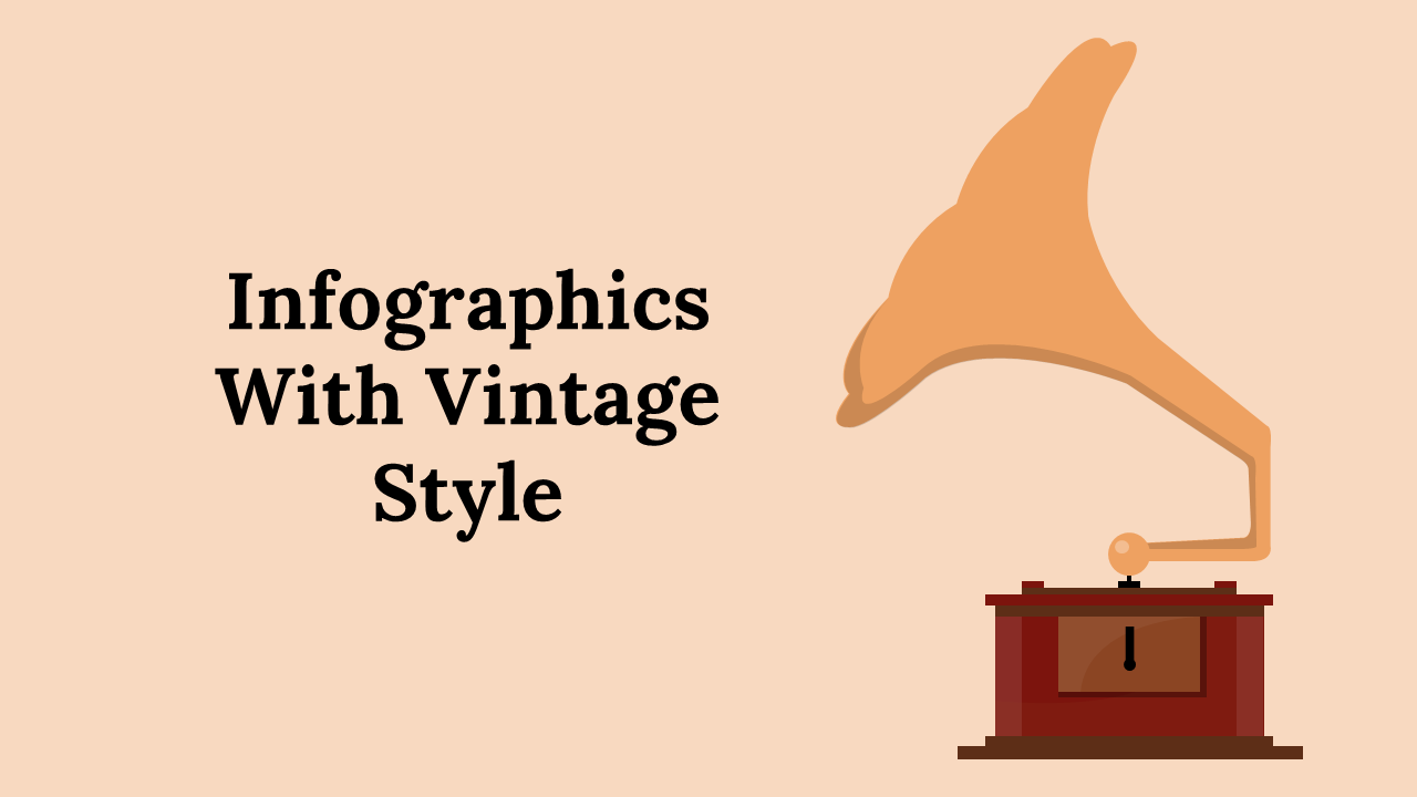 Vintage themed slide deck featuring illustrations of retro items like gramophones, telephones, and cameras in earthy tones.