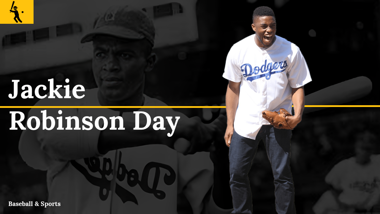 A pack of Jackie Robinson Day slides featuring images and text highlighting the significance in baseball history.