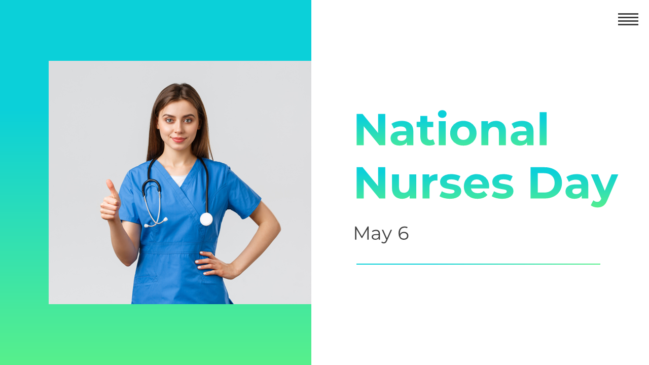 Slide deck with blue and green theme, featuring images of nurses, discussing activities, traditions, and global celebrations.