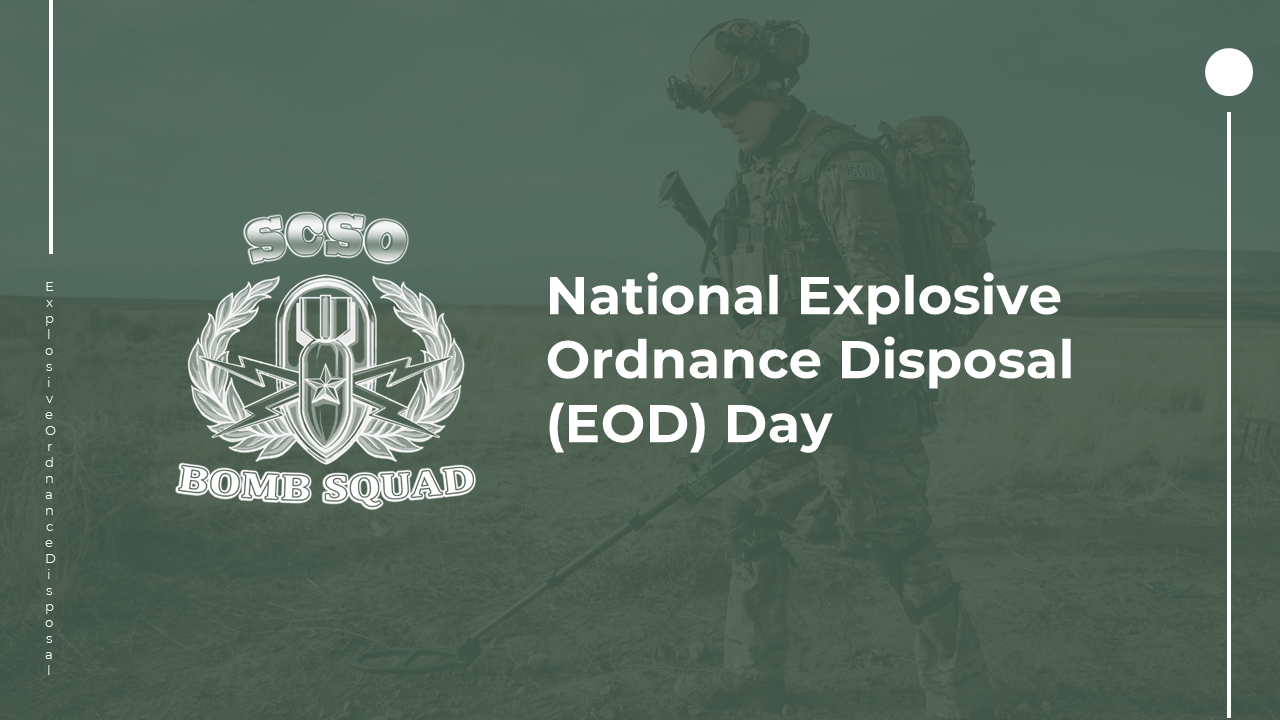 National explosive ordnance disposal slides with green layouts, covering types, history, and the significance of this day.