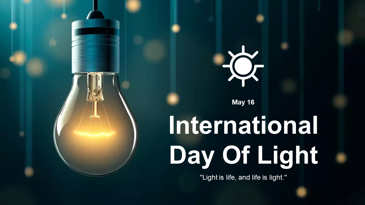 A pack of International Day of Light featuring a lit bulb and a quote about the importance of light with images and text.