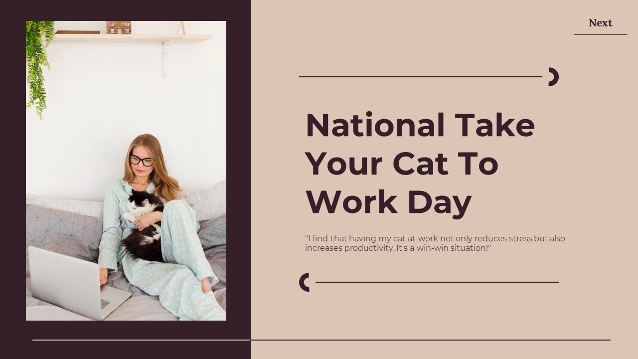 National Take Your Cat To Work Day PPT And Google Slides