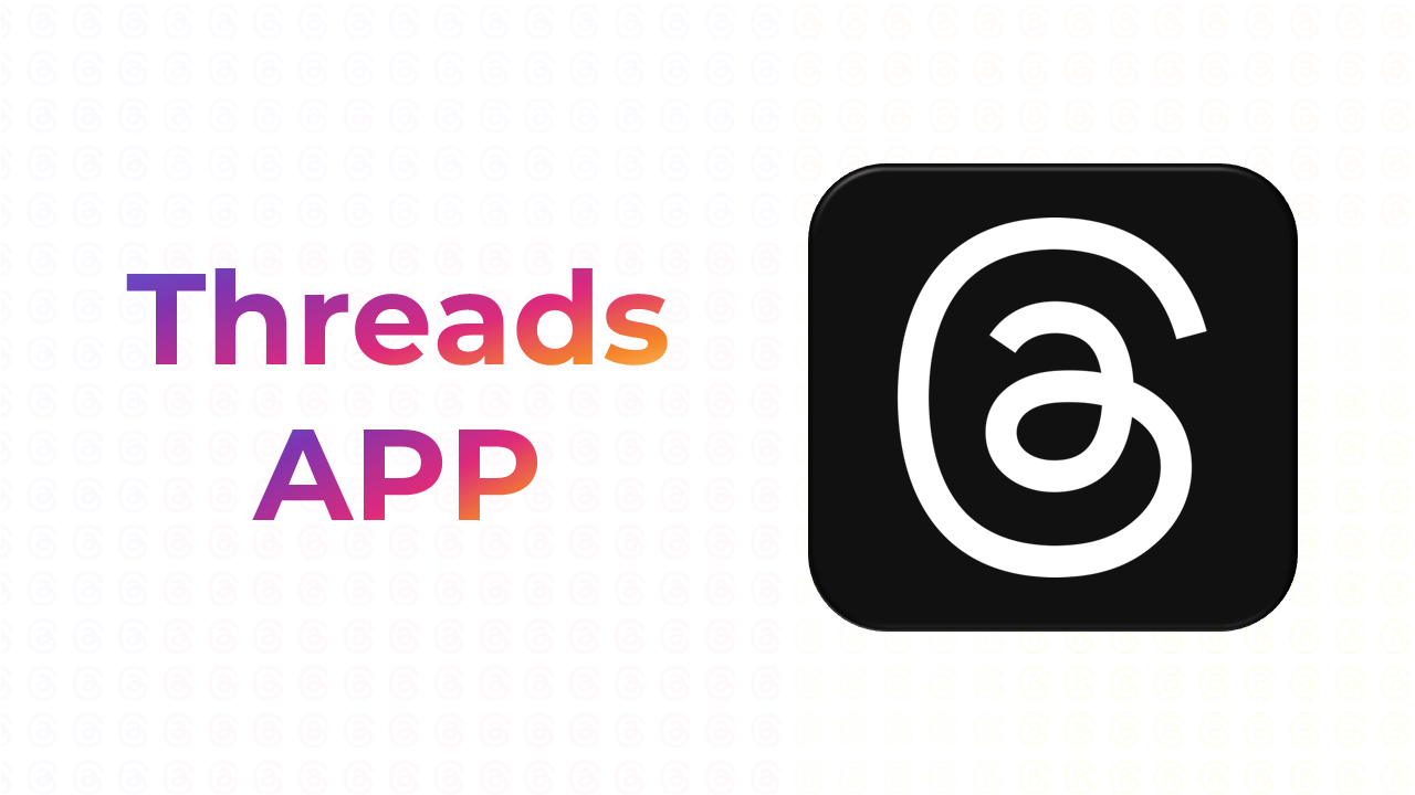 Slide deck with a large black threads app icon, showcasing text and images with colorful, gradient backgrounds.