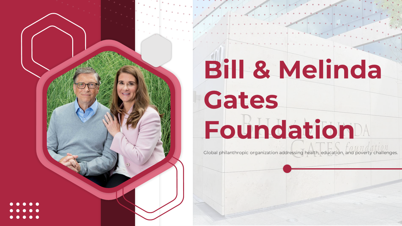 Bill and melinda gates foundation slides highlight its mission in health, education, and poverty with many layout designs.