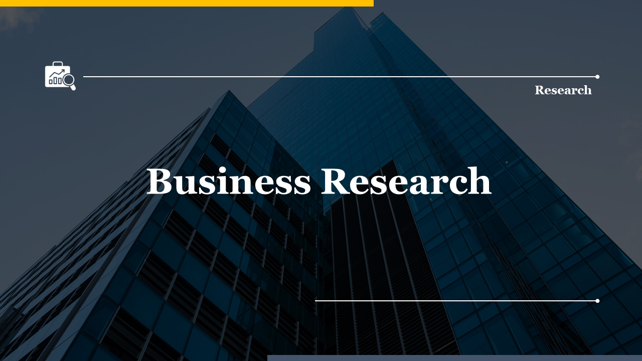 Slide deck on business research with a corporate design, covering processes, methodology, and data collection.