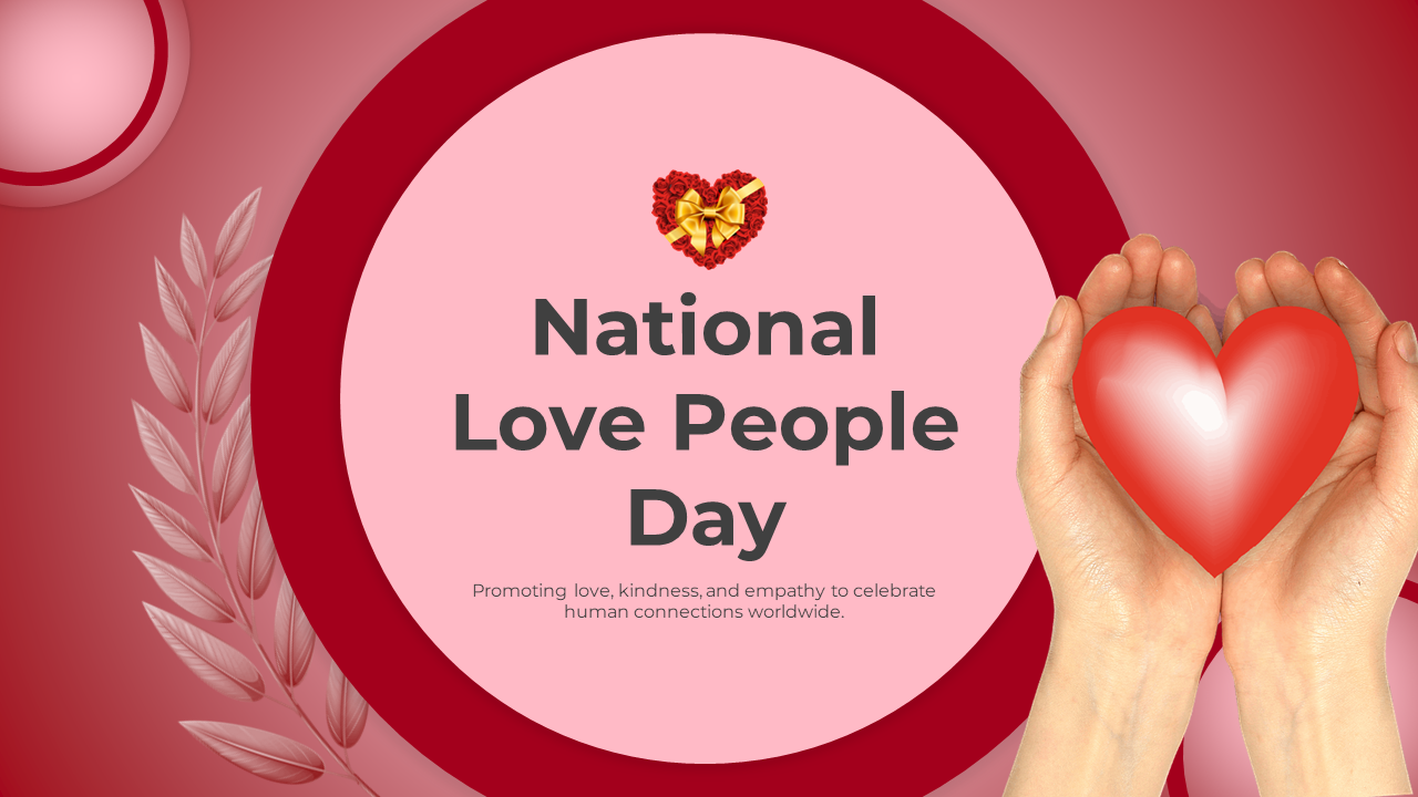 Slide deck celebrating National Love People day with topics on empathy, building positive relationships, and promoting love.