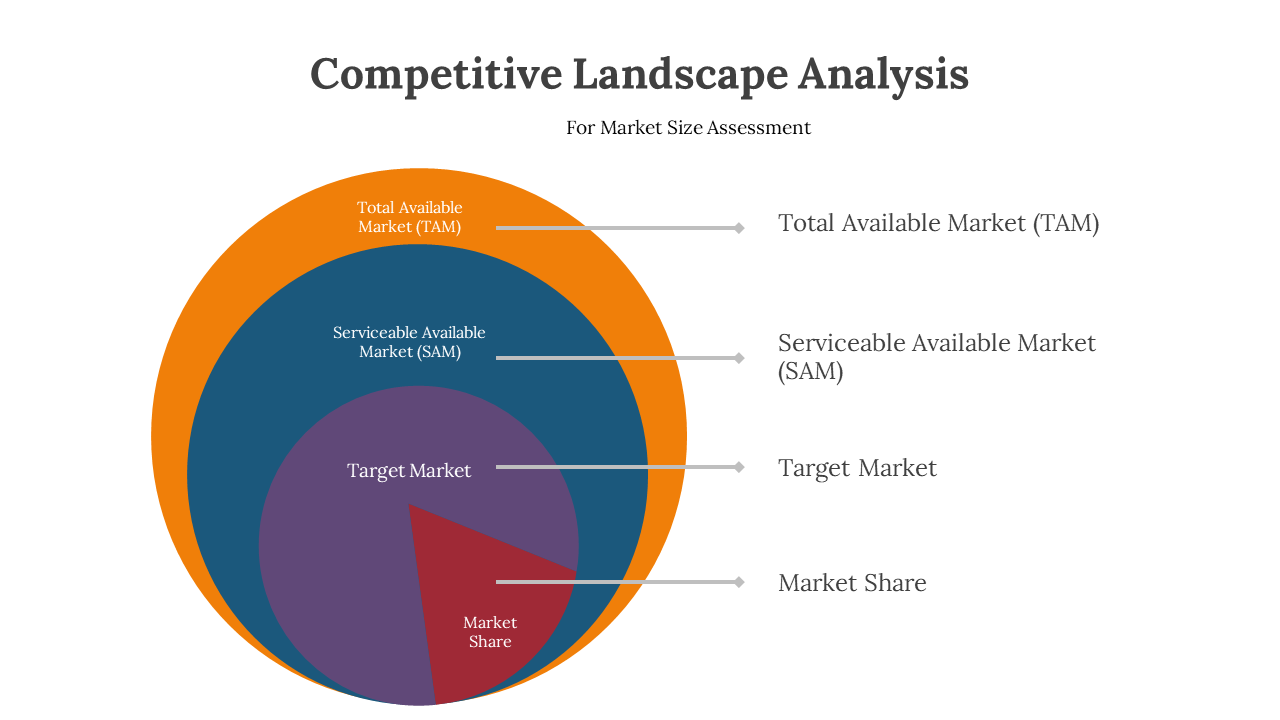 Slide deck showcasing a competitive landscape analysis with structured diagrams, tables, and vibrant graphical elements.