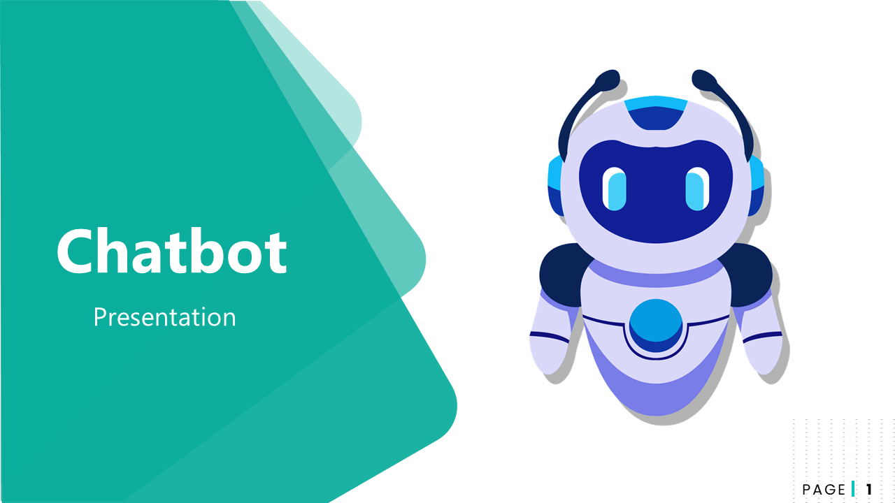 A pack of chatbot slides covers various related topics with images and text descriptions.