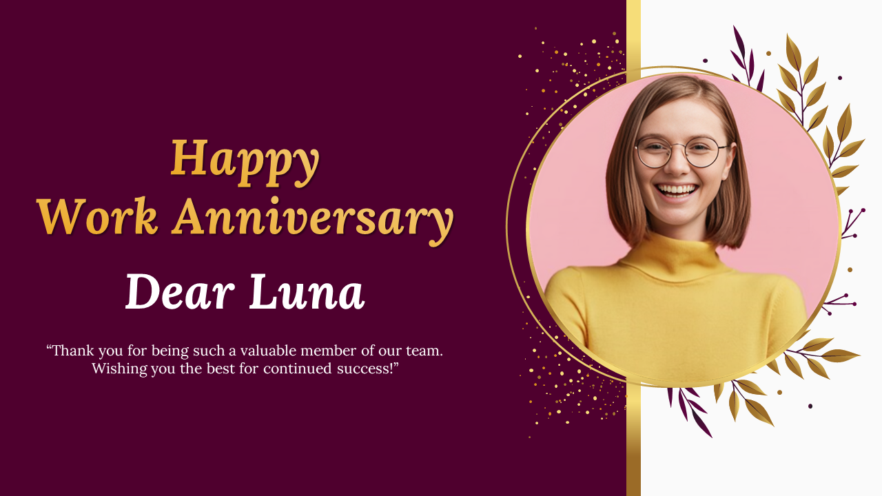 Easy To Customize Work Anniversary PPT And Google Slides