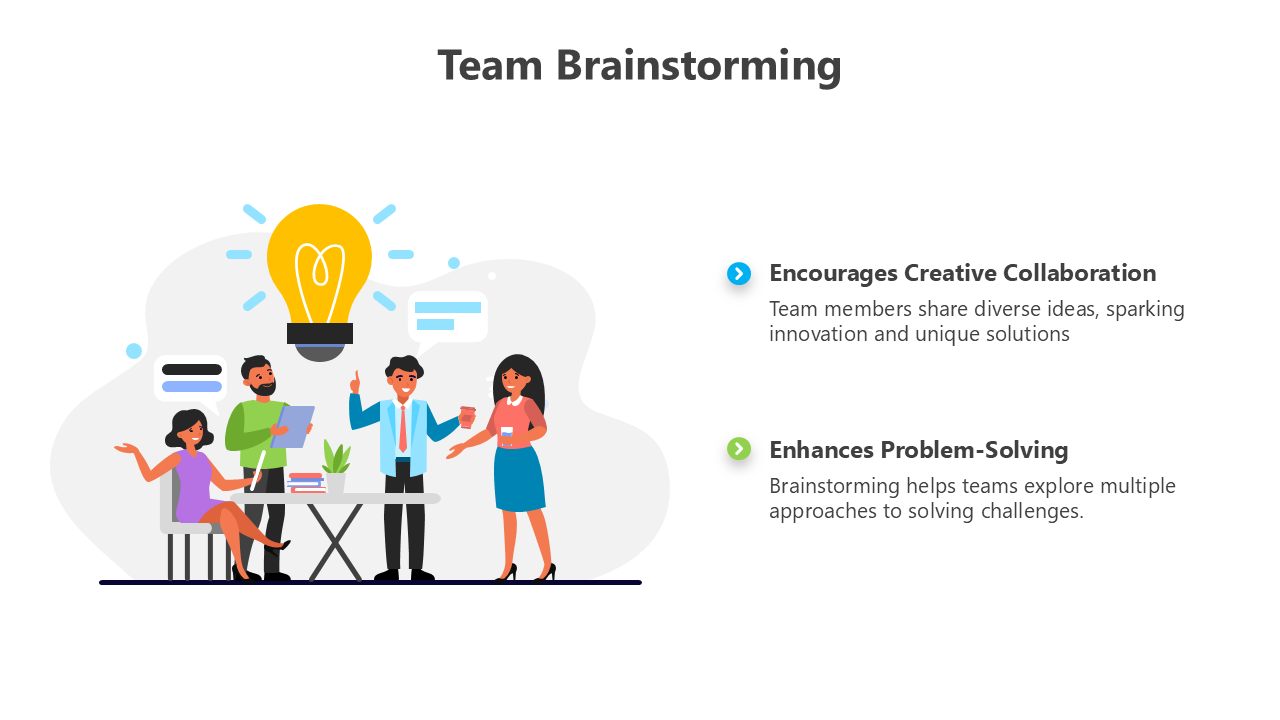 Visuals for team brainstorming showcasing collaboration, diverse ideas, and problem-solving strategies with diagrams.