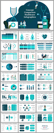 Attractive Concept Comparison Healthcare Infographics PPT