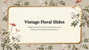 Beautiful vintage floral slide with flowers and leaves background and a placeholder text and caption area at the center.