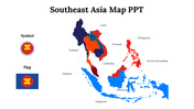 Slide features a colorful map of southeast Asia highlighting eight countries with the ASEAN symbol and flag.