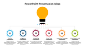 Lightbulb graphic with six connected circles representing different presentation ideas, each labeled with a number.