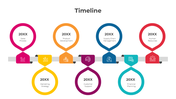 Seven Noded PowerPoint Timeline Templates on Multicolor