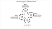 Circular infographic with four interconnected segments featuring icons of a chart, light bulb, target, and document.