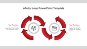 Red infinity loop with icons in the center of each loop and text on both sides, set against a white background.