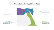 Map of Egypt showing different regions in various colors, with text placeholders on the sides.