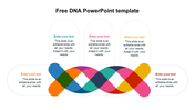 Slide with a colorful DNA strand design and five text placeholders.