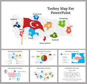 Map of Turkey with labeled cities and icons, including a flag of Turkey and placeholders for additional text.