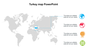 World map with a zoomed-in area of Turkey, showcasing placeholder text areas in circular icons.