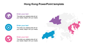 PowerPoint slide for Hong Kong with map regions in purple, blue, and pink, and placeholders for content.