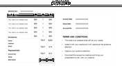 Invoice template with a black header, detailed billing table on the left, and payment information on the right side.