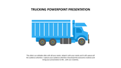 Illustration of a blue truck on a white background, with a title at the top and a caption at the bottom.