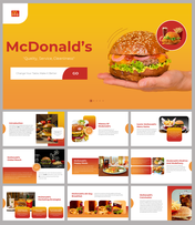 A pack of McDonald's slides features a large burger image with many sections of text descriptions on an orange theme.